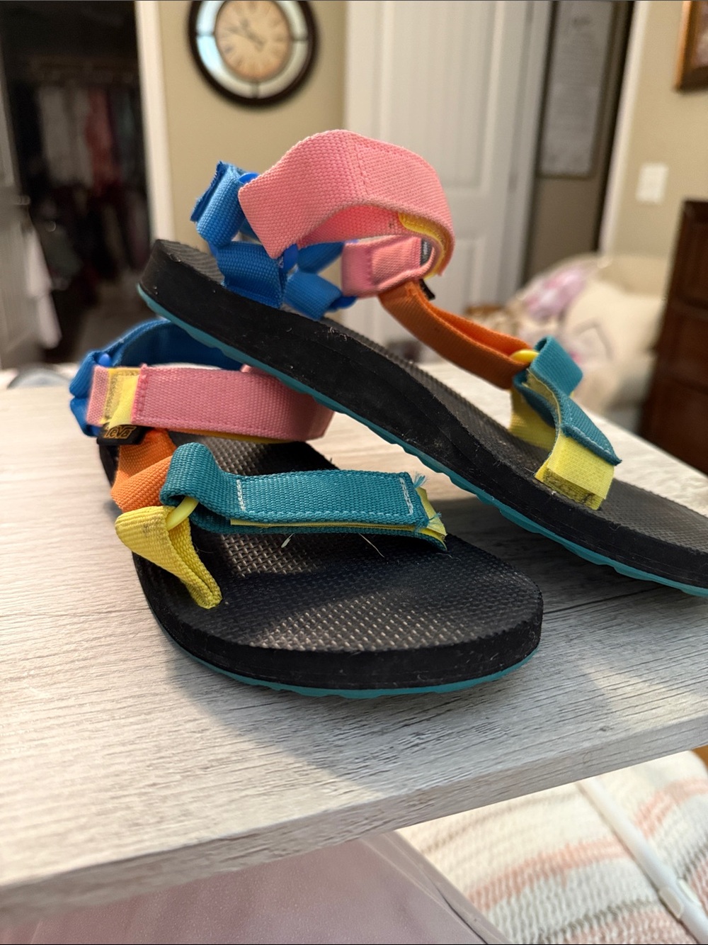 Teva Kids Colorblock Strap Sandals - Pink, Teal, Yellow, Orange